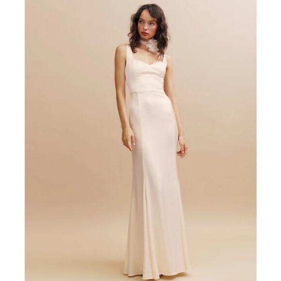 Reformation Payton Satin Dress Fior Di Latte - Picture 2 of 15